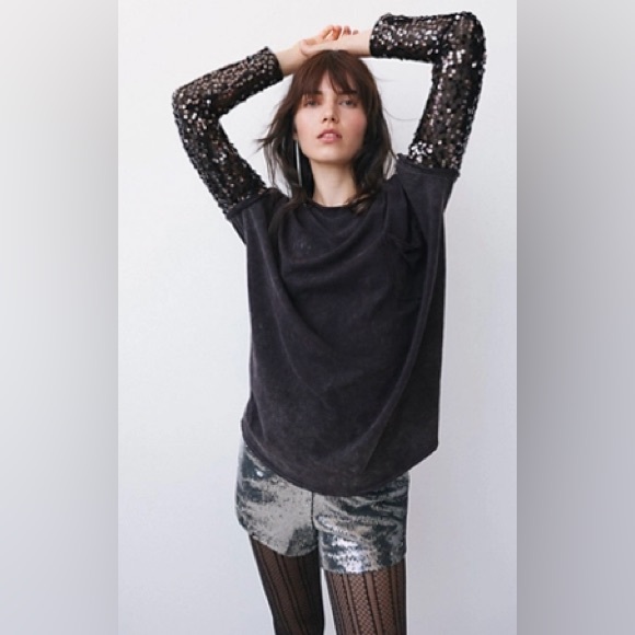 Free People Tops - Free People Washed Sequin Shirt